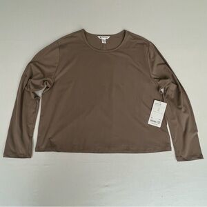 Athleta Woman’s Essential Long Sleeve Taupe Brown Activewear Top Shirt Size XL